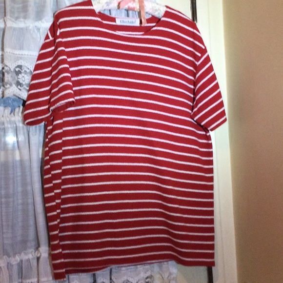 Vintage Ellen Ashley Red and White Stripe Casual Tee Shirt - Picture 1 of 9